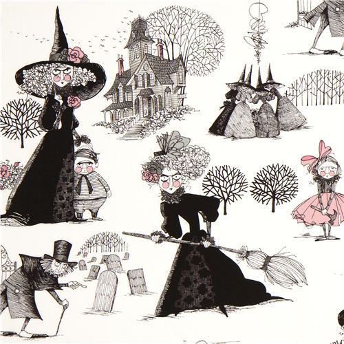white witch fabric by Alexander Henry cemetery girl white witch fabric by Alexander Henry cemetery girl