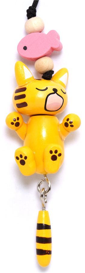 funny yellow cat wooden phone strap funny yellow cat wooden phone strap