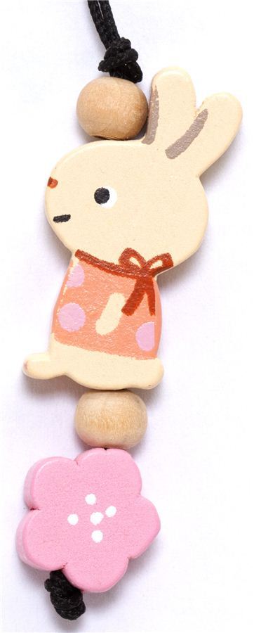 little beige bunny wooden phone strap little beige bunny wooden phone strap
