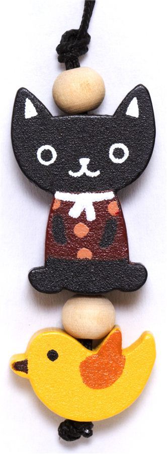 little black cat wooden phone strap little black cat wooden phone strap