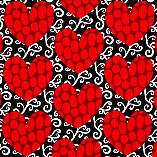 black fabric with red hearts by Robert Kaufman black fabric with red hearts by Robert Kaufman