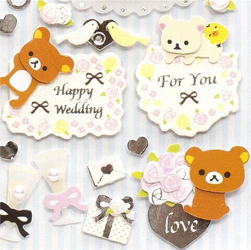 cute Rilakkuma 3D Stickers Wedding Love Ring Cake cute Rilakkuma 3D Stickers Wedding Love Ring Cake