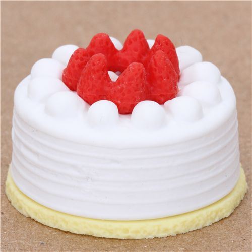 white strawberry cake eraser from Japan by Iwako white strawberry cake eraser from Japan by Iwako
