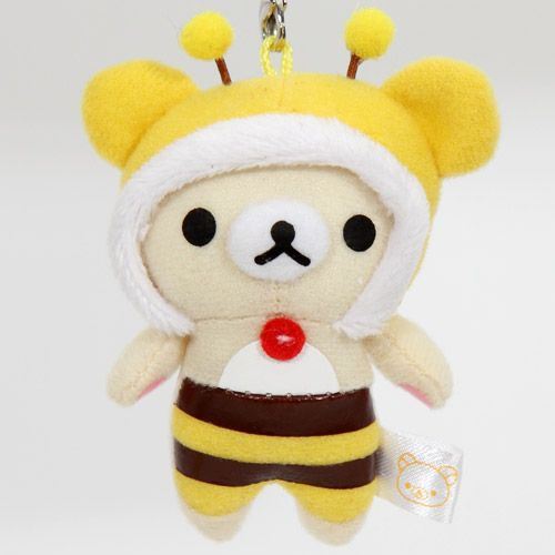 Rilakkuma plush cellphone charm white bear bee