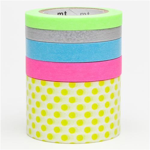 mt Washi Masking Tape deco tape set 5pcs with dots mt Washi Masking Tape deco tape set 5pcs with dots