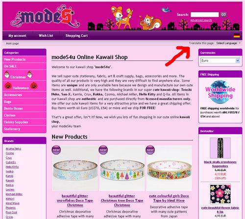 Translate our shop into your preferred language 1