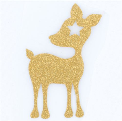 cute mini deer velour iron-on golden with star cute mini deer velour iron-on golden with star