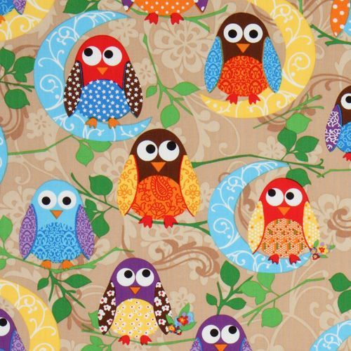 cute brown owls fabric What a Hoot USA designer