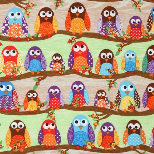 cute colourful owls fabric What a Hoot USA designer cute colourful owls fabric What a Hoot USA designer