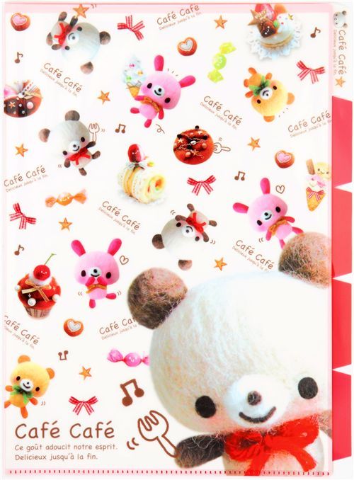 Cafe Cafe Bear A4 plastic file folder 5-pocket Kamio Cafe Cafe Bear A4 plastic file folder 5-pocket Kamio