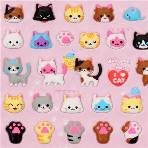 cute cats sponge sticker Q-Lia cute cats sponge sticker Q-Lia