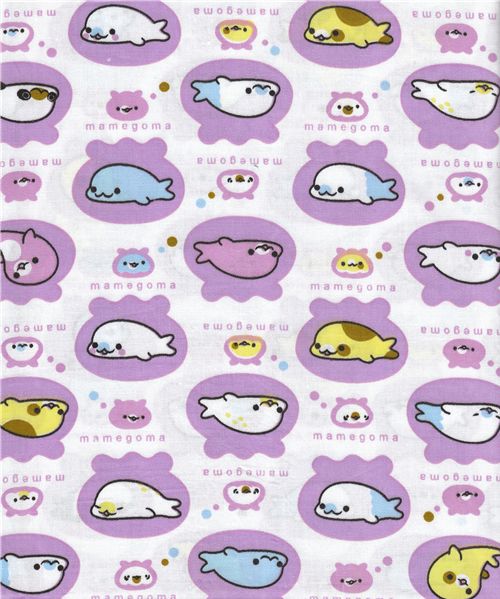cute kawaii fabric with Mamegoma from San-X Japan