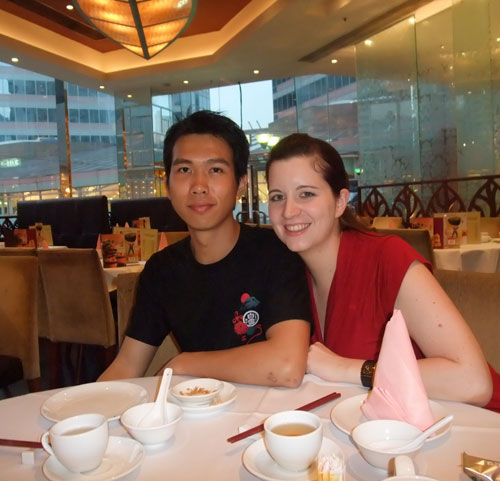 dinner my husband & me in the restaurant enjoying some good Chinese food