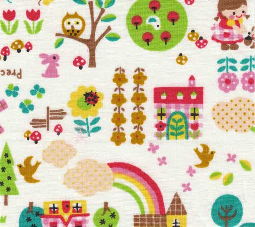 Kokka fabric with cute animals and garden