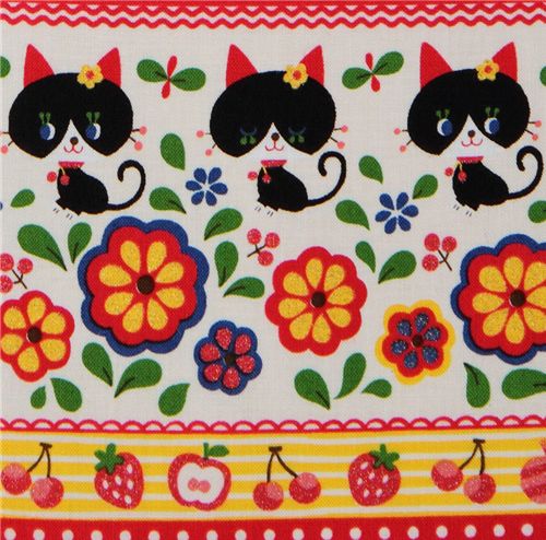 Kokka fabric black kitty