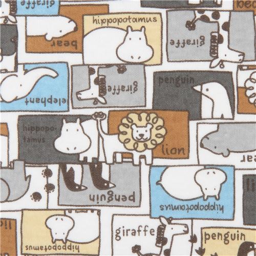 Kokka knit fabric with animals and rectangles