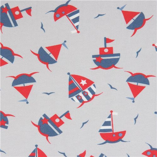 grey sail boat Stof Fabrics knit fabric