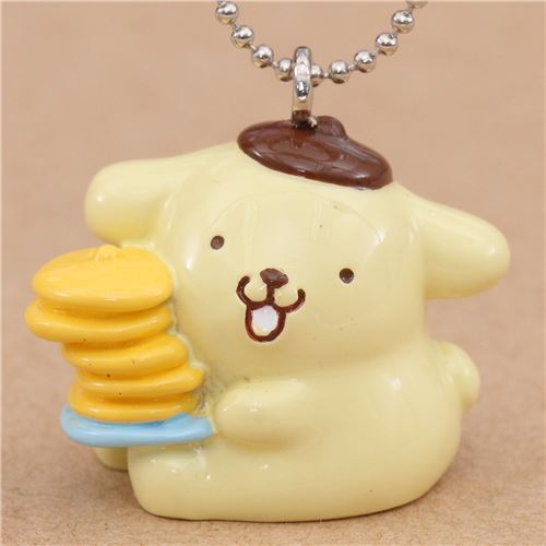 small Pompompurin holding pancakes charm cellphone strap