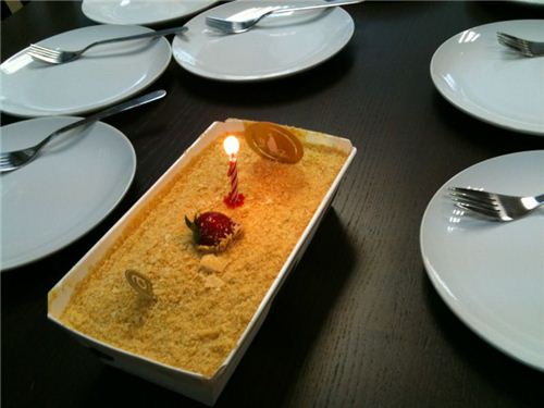 Ho's birthday cake in the office
