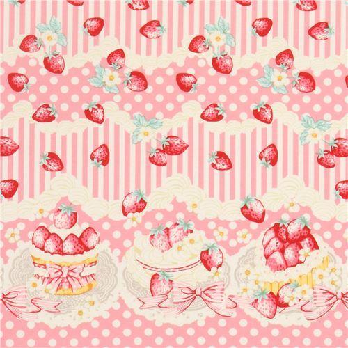 Kokka stripes and dots strawberry fabric