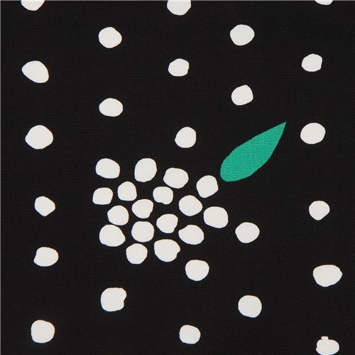 black organic Nani Iro oxford fabric by Kokka with white dots