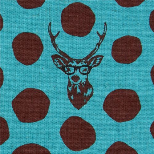 sea green echino canvas laminate fabric stag dark brown dot Sambar