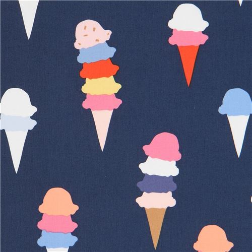 navy blue fabric with colorful ice cream by Art Gallery Fabrics