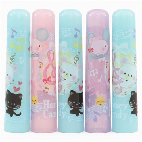 blue pink purple cute cat bear music note heart glitter pencil caps from Japan