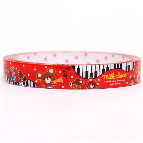 red bear music band piano deco tape sticky tape by Q-Lia