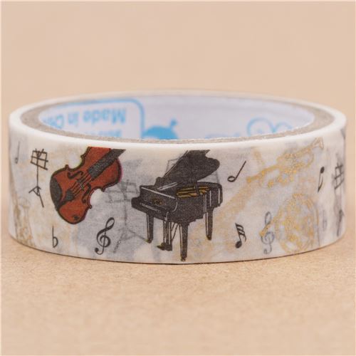 white piano violin instrument paper tape gold metallic embellishment from Japan