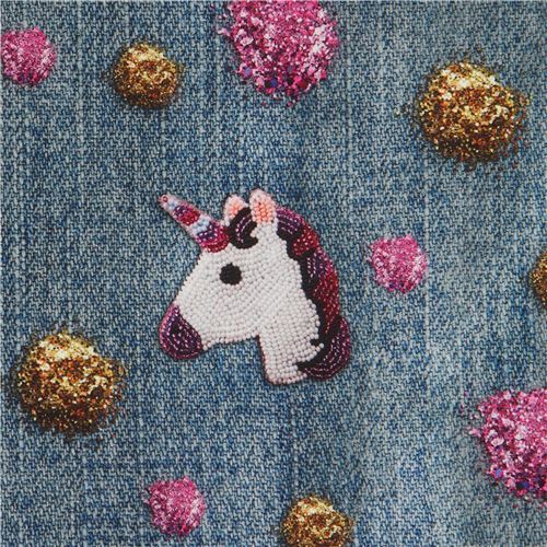 blue jersey knit fabric with denim pattern