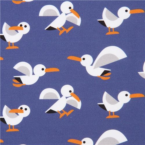seagull bird animal by Copenhagen Print Factory dark blue-purple fabric