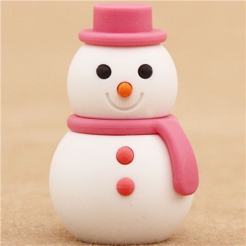 pink Snowman Christmas eraser by Iwako from Japan