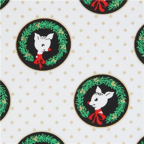 metallic gold and white Michael Miller reindeer fabric