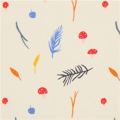 organic poplin fabric by Birch with small mushrooms