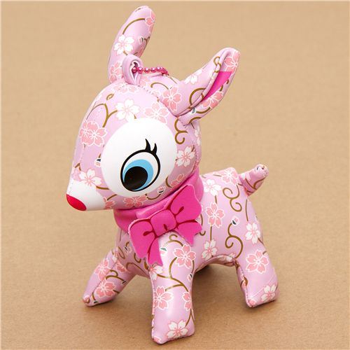 cute big pink deer charm cherry blossom