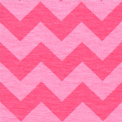 pink Riley Blake knit fabric with hot pink Chevron pattern