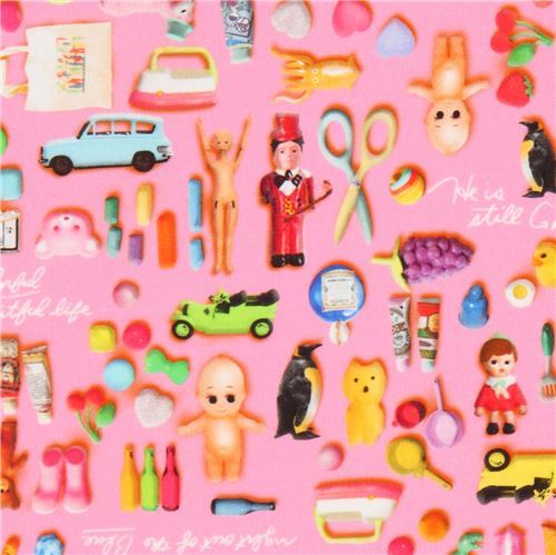pink toy fabric by Cosmo from Japan