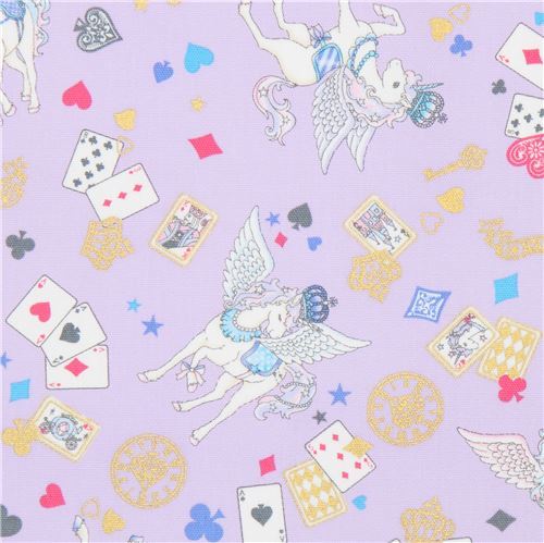 Cosmo gold metallic embellished purple unicorn oxford fabric
