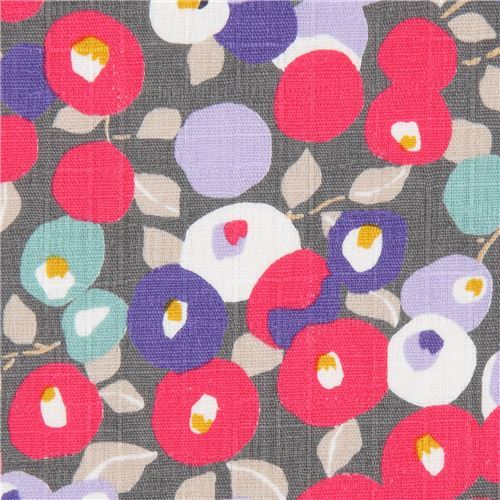 flower Dobby fabric from Japan in grey-green