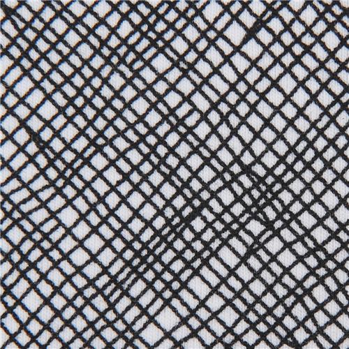 black and white grid pattern knit fabric Robert Kaufman USA Blake Cotton Jersey