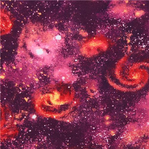 galaxy space Robert Kaufman purple orange Laguna Jersey knit fabric
