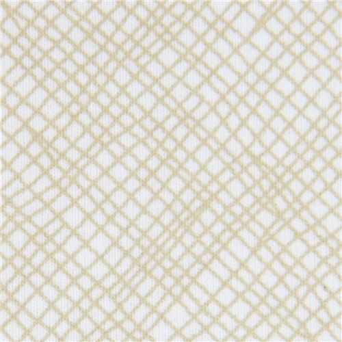 olive green light cream grid pattern knit fabric Robert Kaufman 