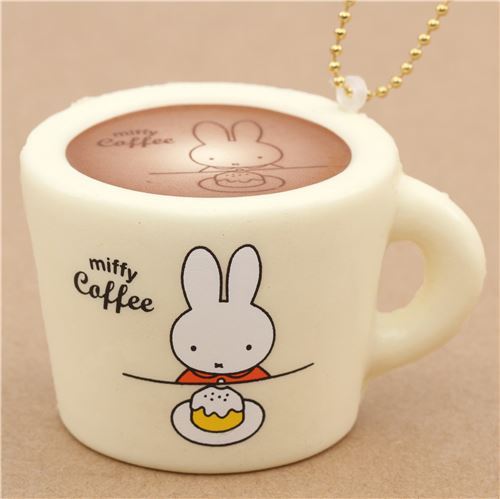 cute cream color Miffy bunny rabbit coffee mug squishy for backpack