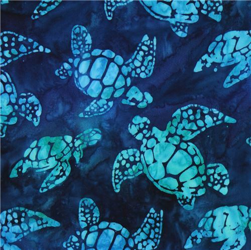 dark blue green Robert Kaufman turtle tie dye Batik look fabric Totally Tropical