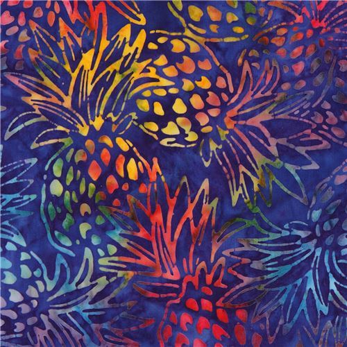 dark purple Robert Kaufman pineapple tie dye Batik look fabric Totally Tropical