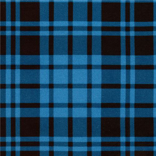 Robert Kaufman blue and black checkered fabric