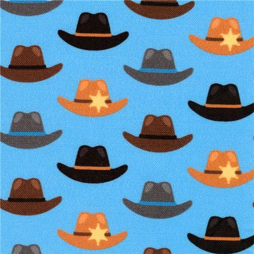 blue cowboy hat fabric by Robert Kaufman