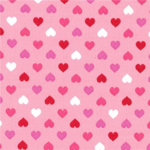 pink Robert Kaufman mini red hot pink heart fabric Sevenberry Petite Classiques