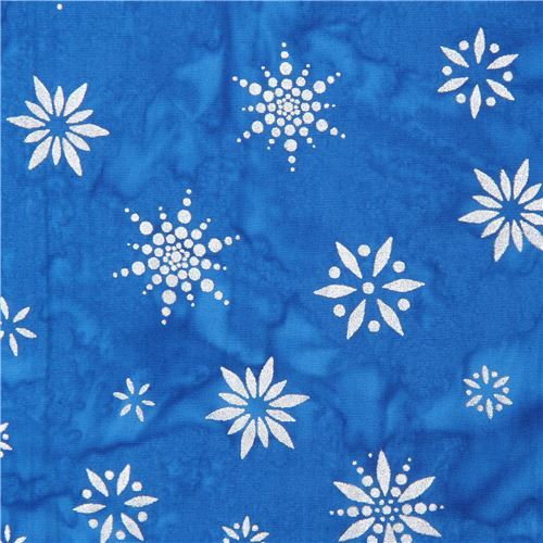 blue Batik snowflake fabric by Robert Kaufman
